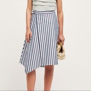 Anthropologie Blue and White Striped A-Line Skirt